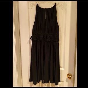 NWT WHBM short black jersey keyhole halter dress